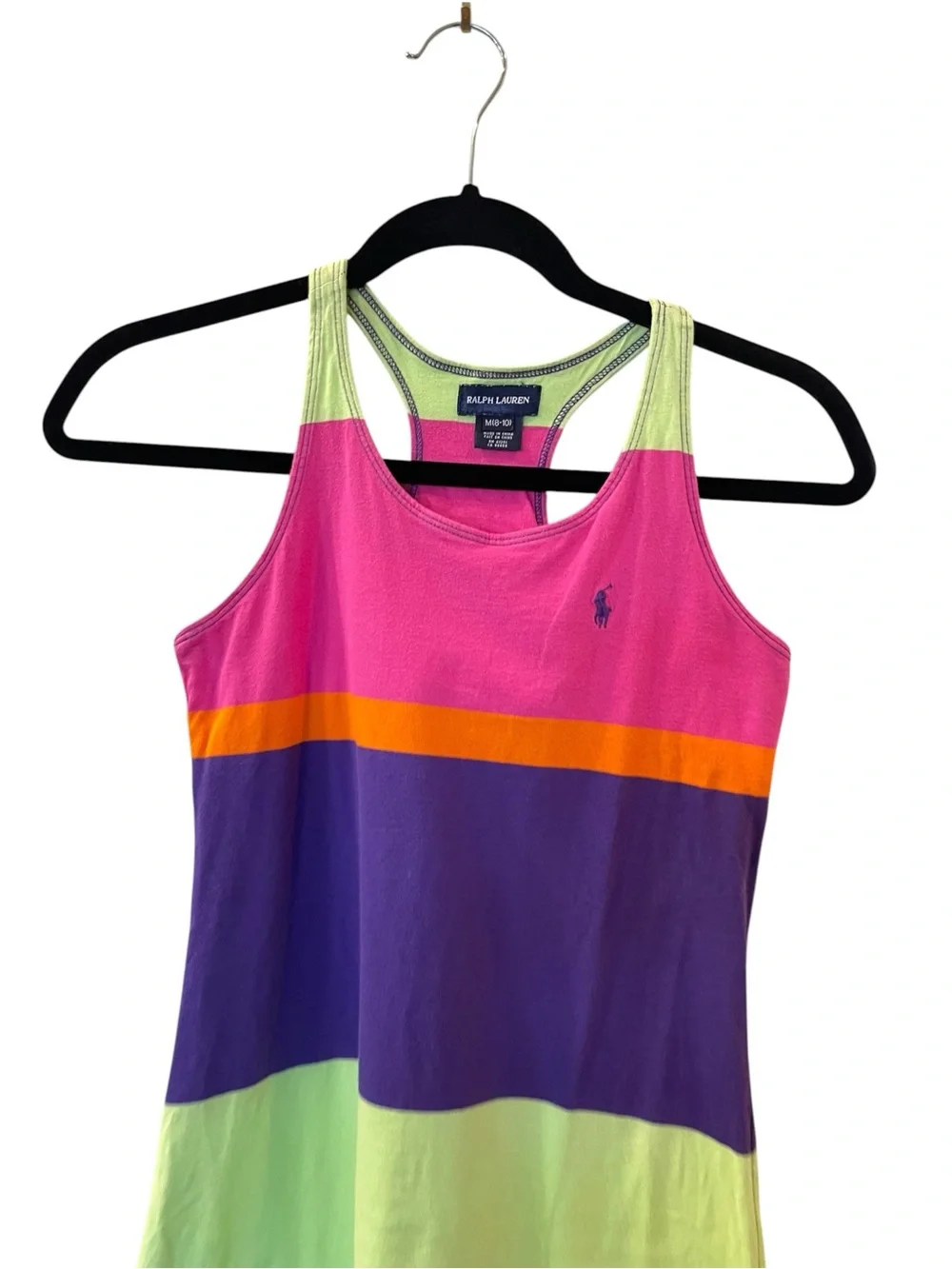Ralph Lauren Girls Striped Dress Multi Color Sleeveless Size: Medium 8-10